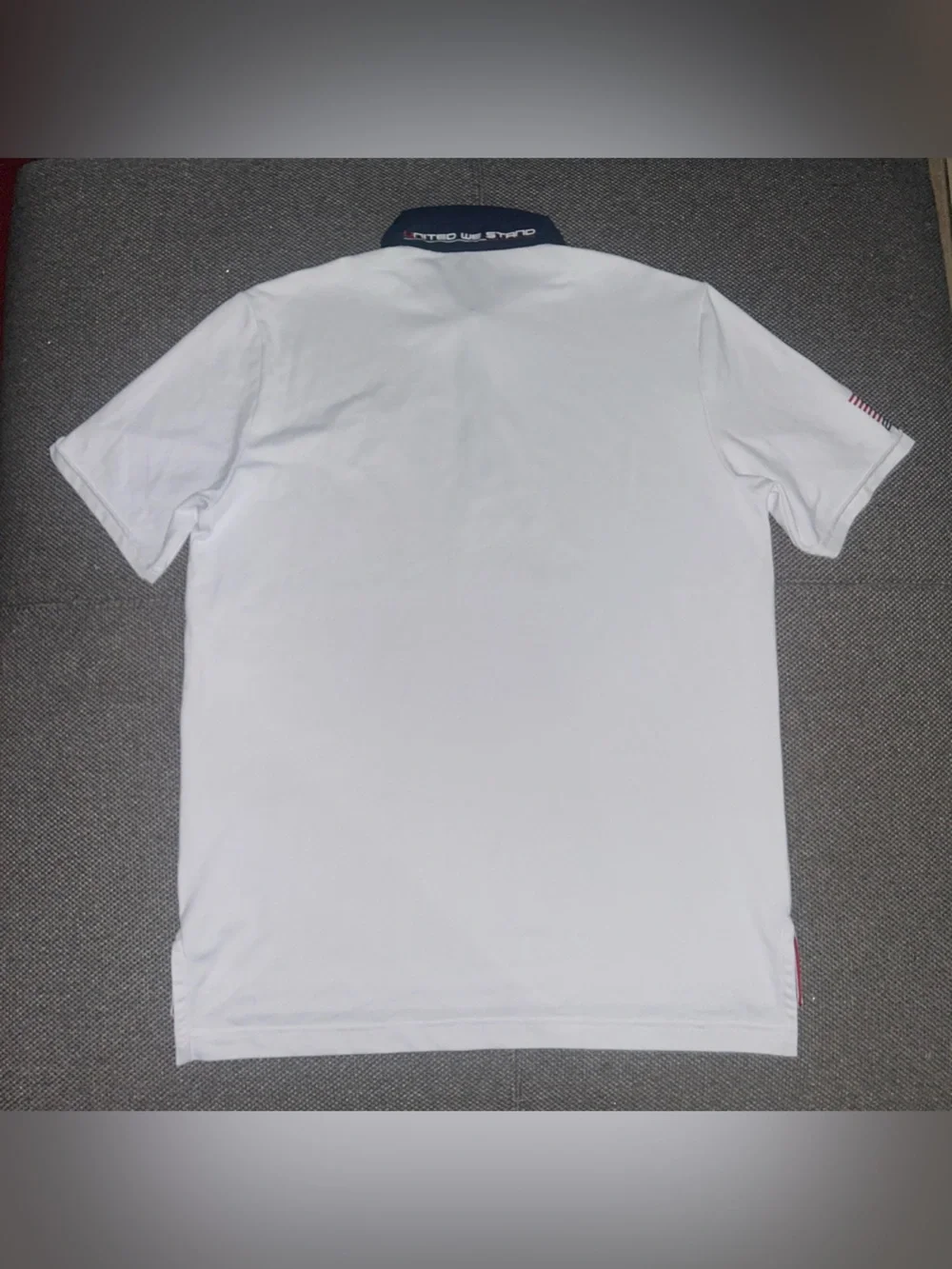 Rare Polo Ralph Lauren RLX White Polo with Navy Collar and 2018 USA Patch